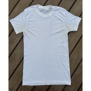 Vintage Tee 1960s Paper Thin Single Stitch Tee VTG Rare White Sheer Shirt Small